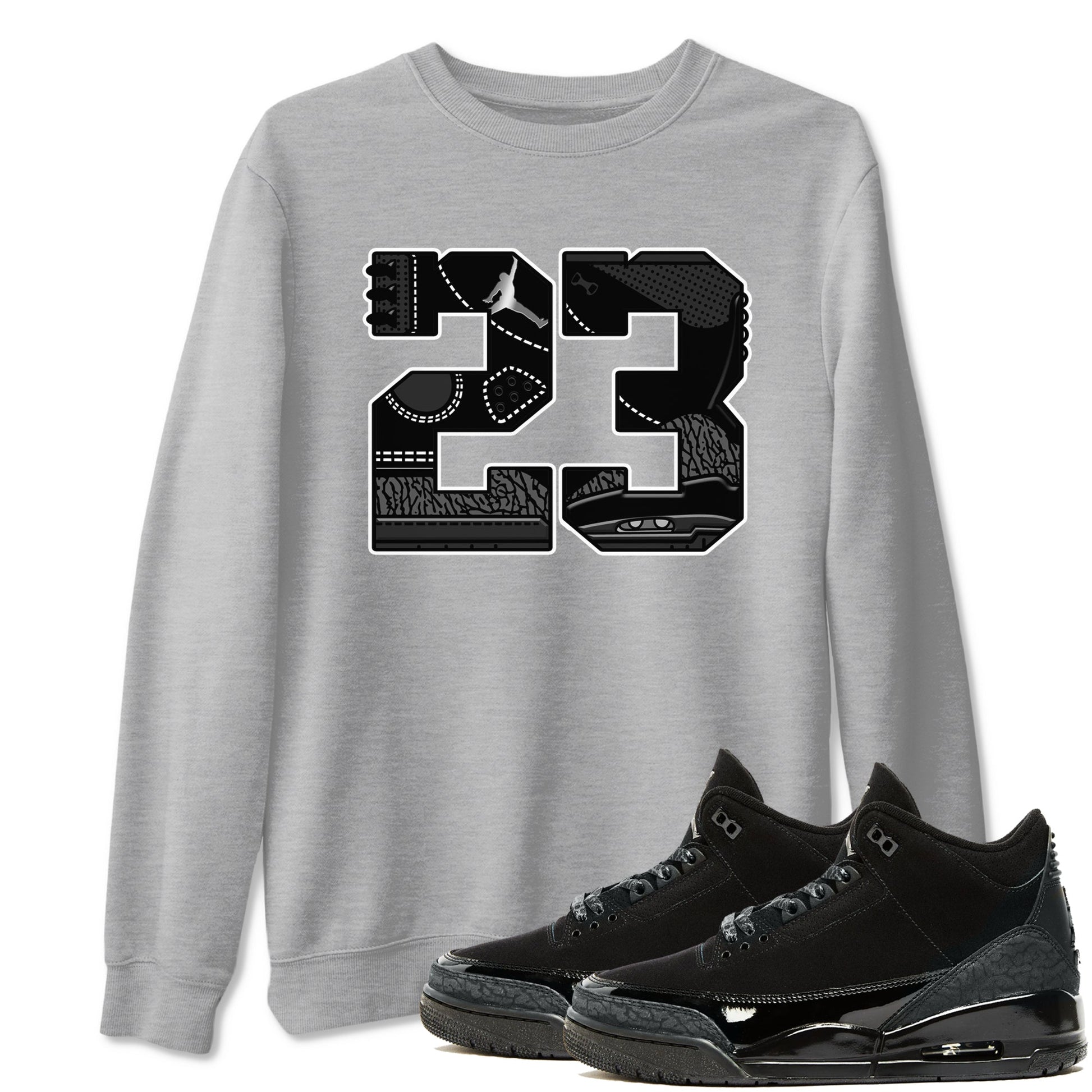Air Jordan 3 Black Cat shirts to match jordans 23 sneaker match tees Jordan 3 Retro Black Cat best t shirts to wear with jordans SNRT Sneaker Tees unisex cotton Heather Grey 1 shirts