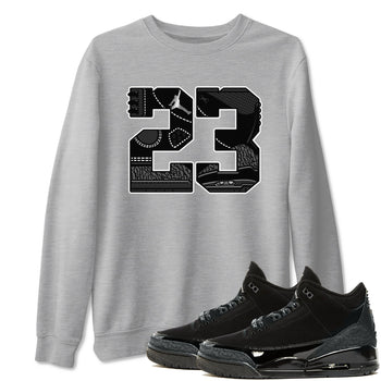 Air Jordan 3 Black Cat shirts to match jordans 23 sneaker match tees Jordan 3 Retro Black Cat best t shirts to wear with jordans SNRT Sneaker Tees unisex cotton Heather Grey 1 shirts