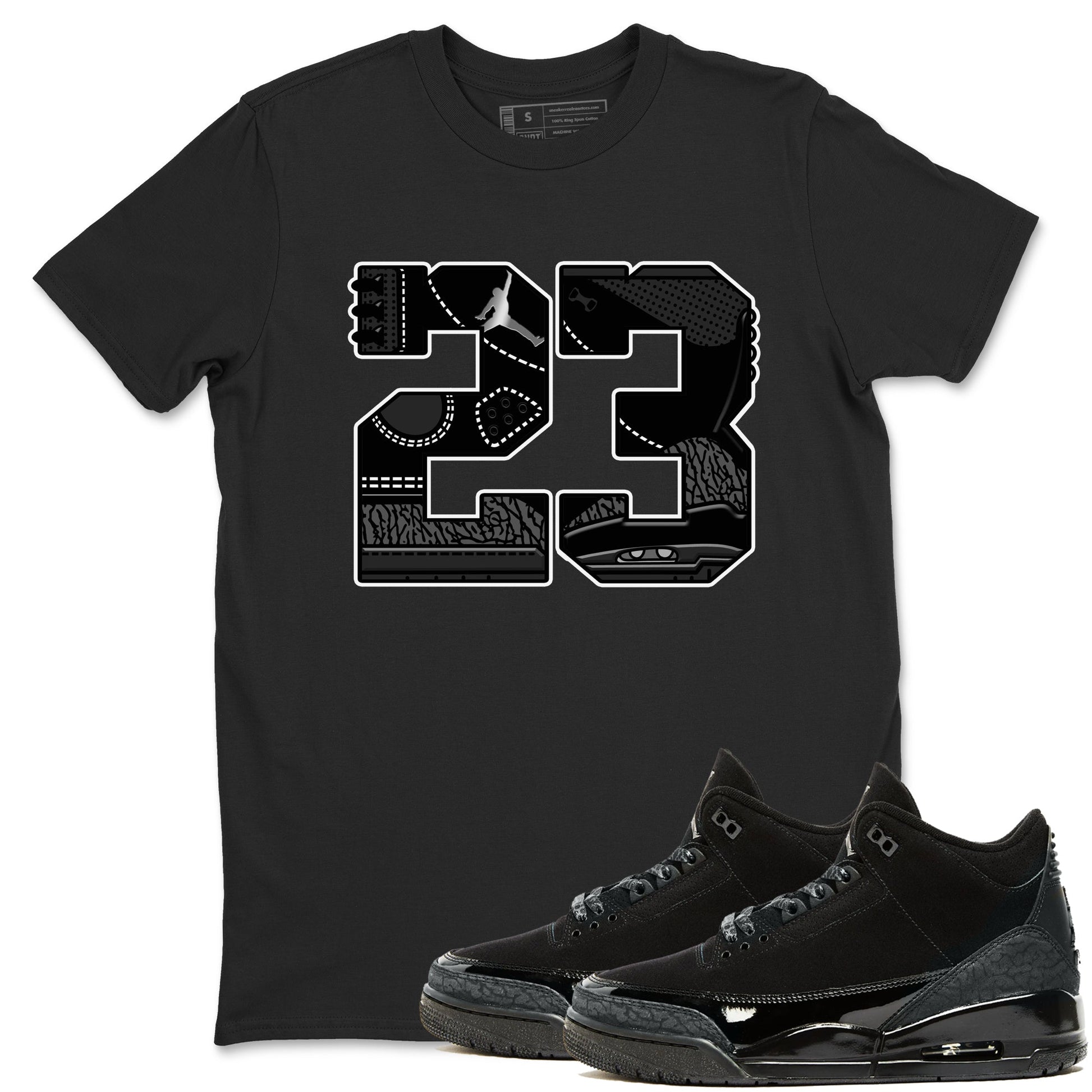 Air Jordan 3 Black Cat shirts to match jordans 23 sneaker match tees Jordan 3 Retro Black Cat best t shirts to wear with jordans SNRT Sneaker Tees unisex cotton Black 1 shirts