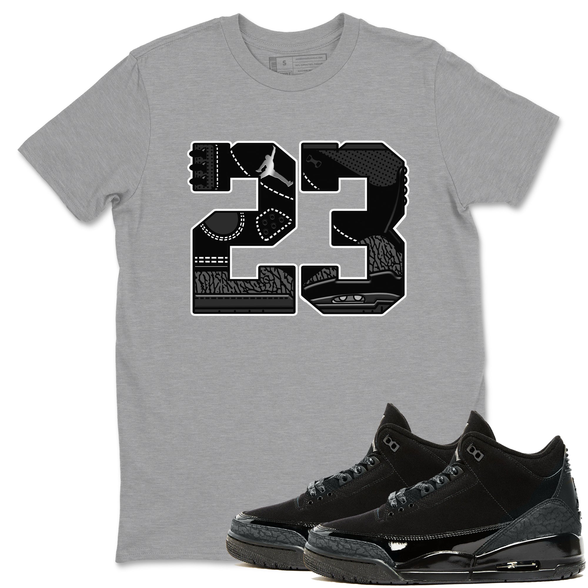 Air Jordan 3 Black Cat shirts to match jordans 23 sneaker match tees Jordan 3 Retro Black Cat best t shirts to wear with jordans SNRT Sneaker Tees unisex cotton Heather Grey 1 shirts