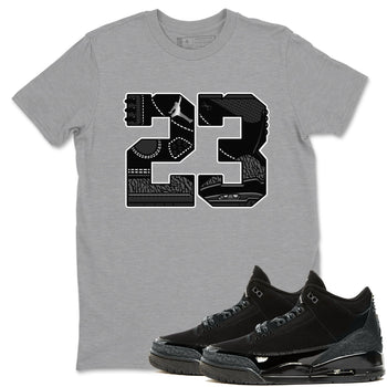 Air Jordan 3 Black Cat shirts to match jordans 23 sneaker match tees Jordan 3 Retro Black Cat best t shirts to wear with jordans SNRT Sneaker Tees unisex cotton Heather Grey 1 shirts