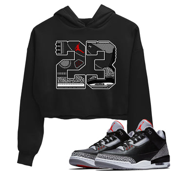 3s Black Cement shirts to match jordans 23 sneaker match tees Air Jordan 3 Retro OG Black Cement match shoes to clothes SNRT Sneaker Tees unisex cotton Black 1 crop tee