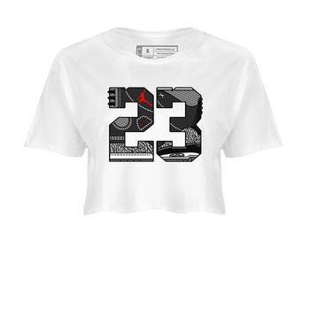 3s Black Cement shirts to match jordans 23 sneaker match tees Air Jordan 3 Retro OG Black Cement match shoes to clothes SNRT Sneaker Tees unisex cotton White 2 crop tee