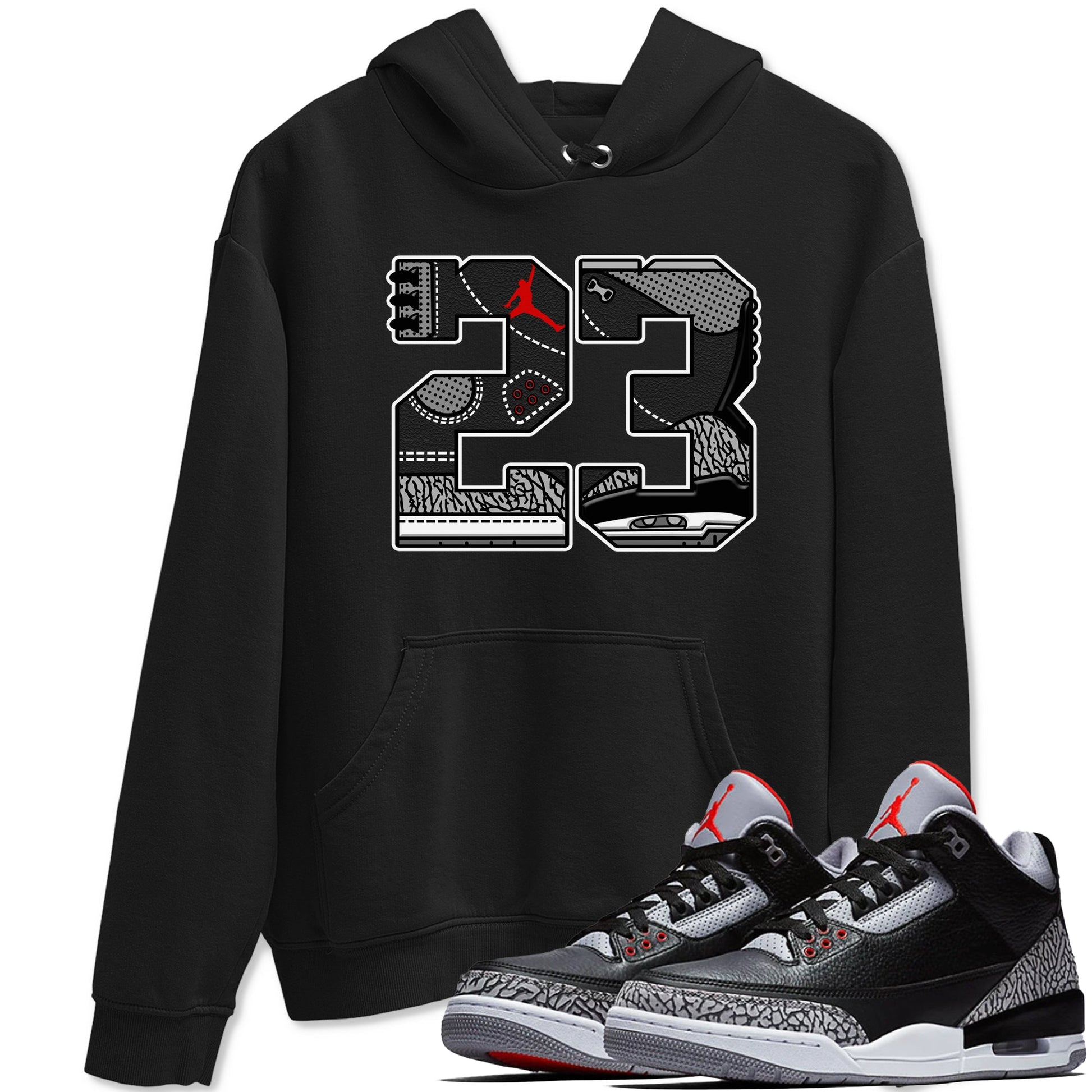 3s Black Cement shirts to match jordans 23 sneaker match tees Air Jordan 3 Retro OG Black Cement match shoes to clothes SNRT Sneaker Tees unisex cotton Black 1 shirts