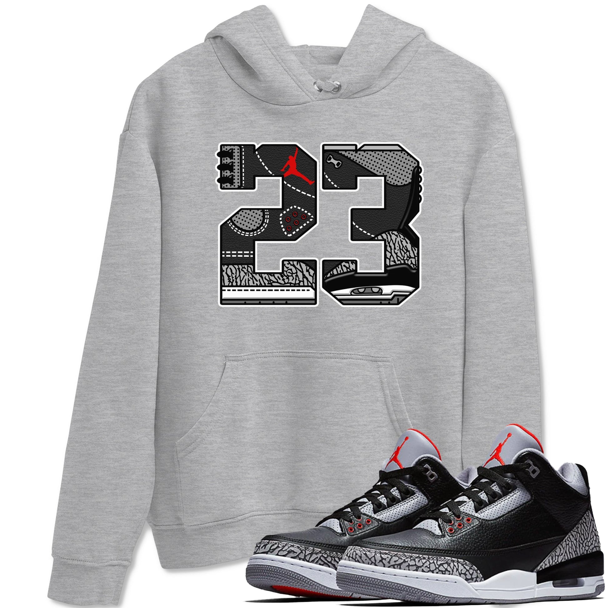 3s Black Cement shirts to match jordans 23 sneaker match tees Air Jordan 3 Retro OG Black Cement match shoes to clothes SNRT Sneaker Tees unisex cotton Heather Grey 1 shirts