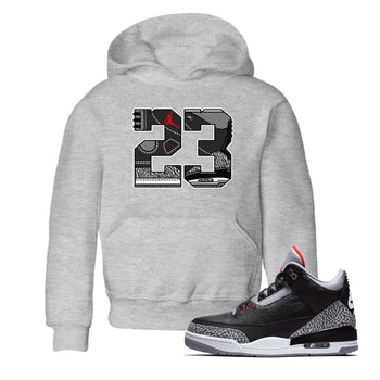 3s Black Cement shirts to match jordans 23 sneaker match tees Air Jordan 3 Retro OG Black Cement match shoes to clothes SNRT Sneaker Tees Youth Baby Heather Grey 1 tee