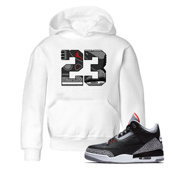 3s Black Cement shirts to match jordans 23 sneaker match tees Air Jordan 3 Retro OG Black Cement match shoes to clothes SNRT Sneaker Tees Youth Baby White 1 tee