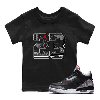3s Black Cement shirts to match jordans 23 sneaker match tees Air Jordan 3 Retro OG Black Cement match shoes to clothes SNRT Sneaker Tees Youth Baby Black 1 tee