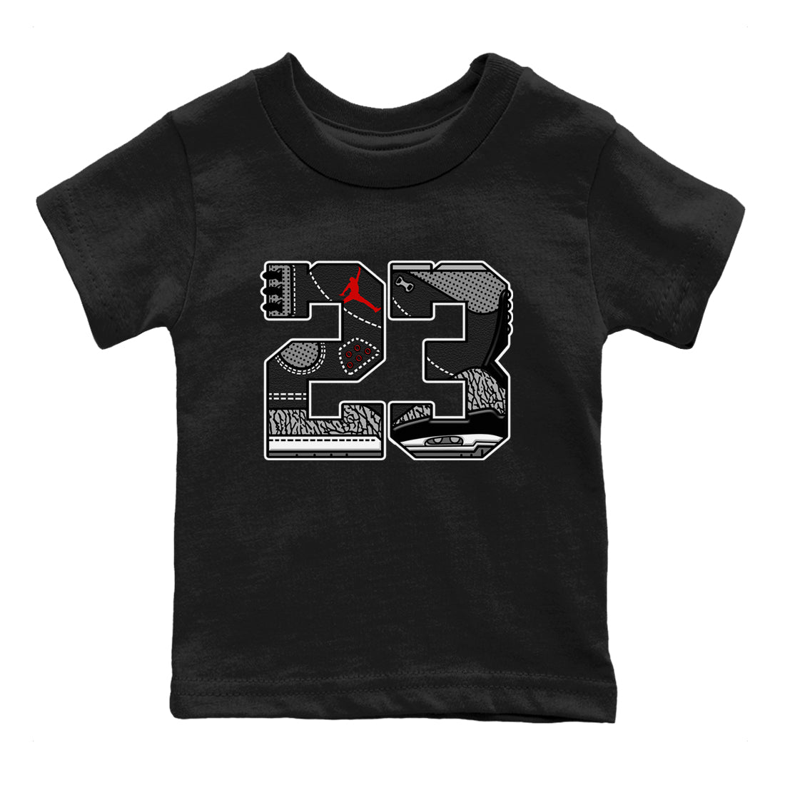 3s Black Cement shirts to match jordans 23 sneaker match tees Air Jordan 3 Retro OG Black Cement match shoes to clothes SNRT Sneaker Tees Youth Baby Black 2 tee