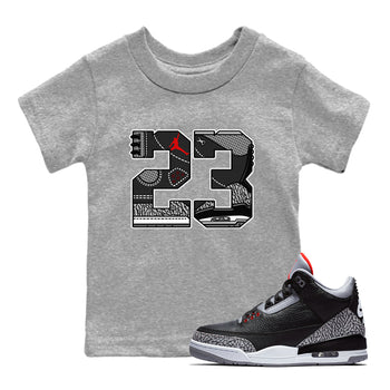 3s Black Cement shirts to match jordans 23 sneaker match tees Air Jordan 3 Retro OG Black Cement match shoes to clothes SNRT Sneaker Tees Youth Baby Heather Grey 1 tee