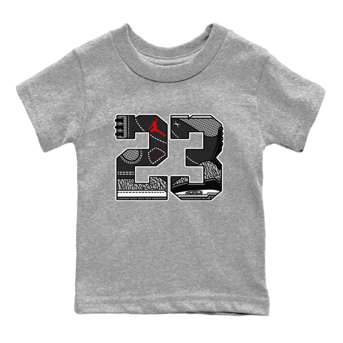 3s Black Cement shirts to match jordans 23 sneaker match tees Air Jordan 3 Retro OG Black Cement match shoes to clothes SNRT Sneaker Tees Youth Baby Heather Grey 2 tee