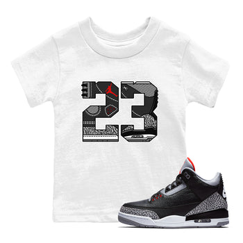 3s Black Cement shirts to match jordans 23 sneaker match tees Air Jordan 3 Retro OG Black Cement match shoes to clothes SNRT Sneaker Tees Youth Baby White 1 tee