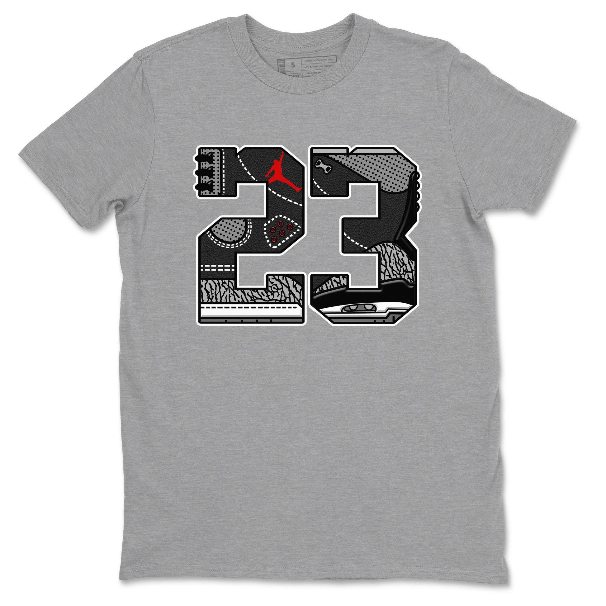 3s Black Cement shirts to match jordans 23 sneaker match tees Air Jordan 3 Retro OG Black Cement match shoes to clothes SNRT Sneaker Tees unisex cotton Heather Grey 2 shirts