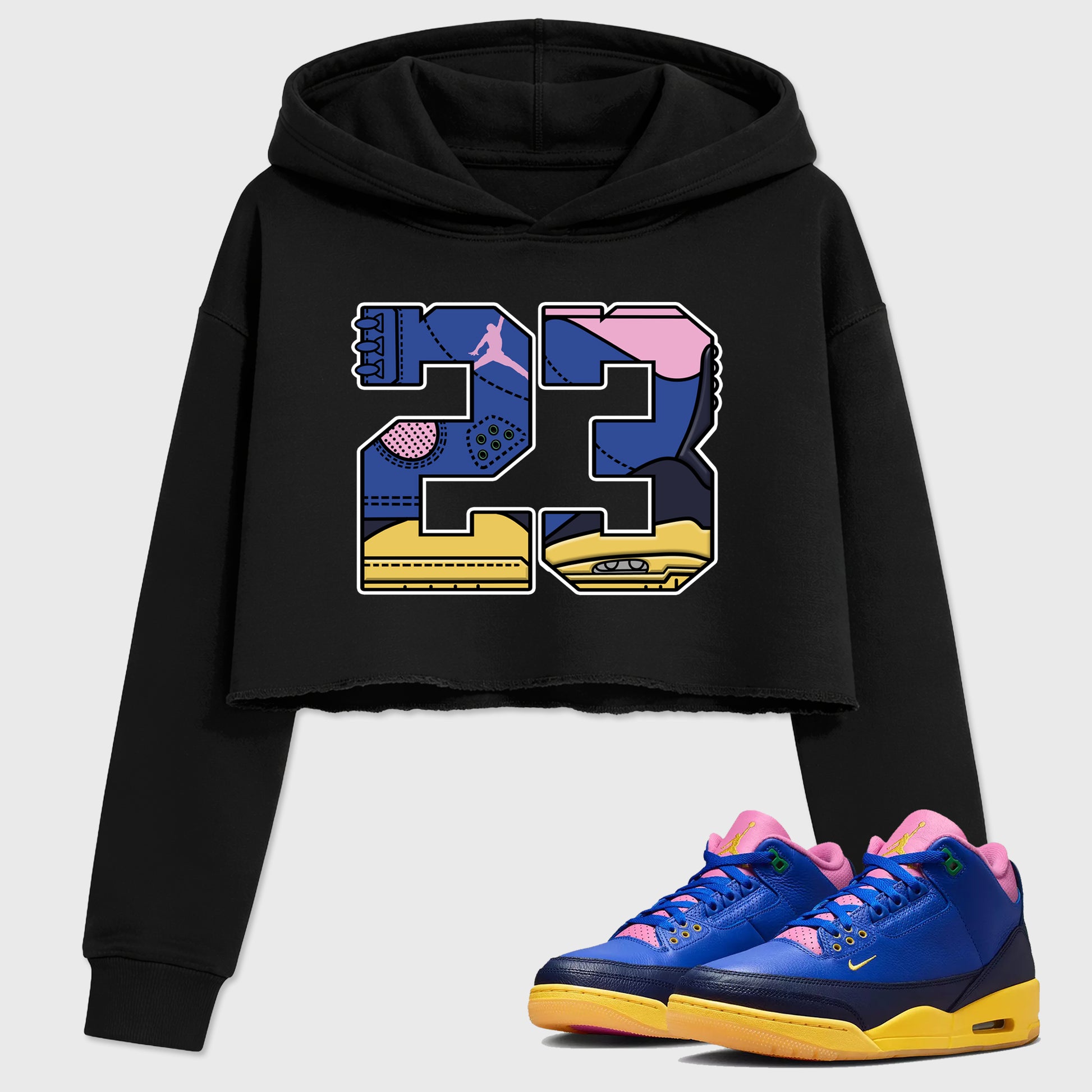 23 women’s crop tee designed to match the Air Jordan 3 Brazil, featuring coordinated Black 1 options for a perfect streetwear vibe.