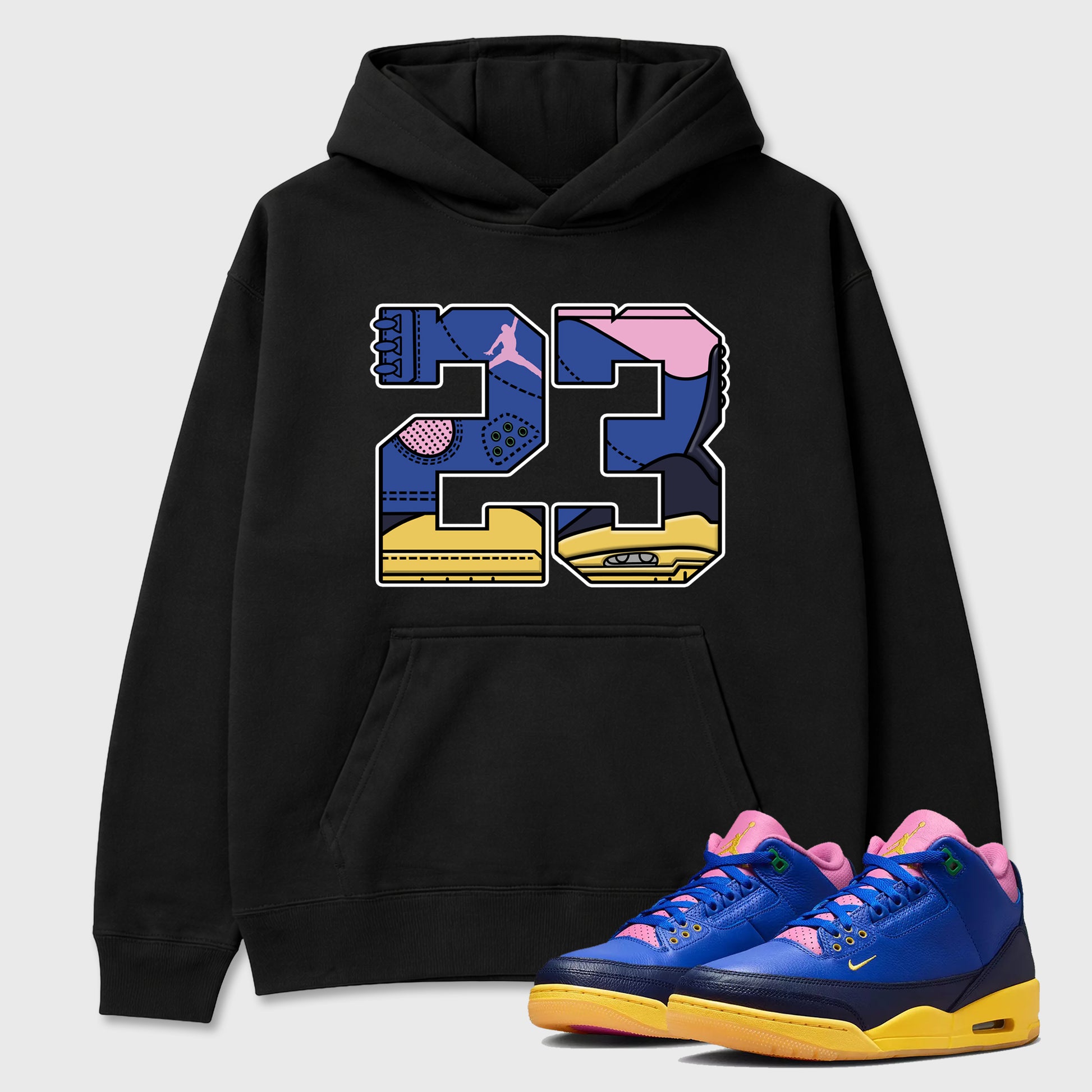 23 Graphic T-Shirt sneaker match tee designed for the Air Jordan 3 Brazil, featuring coordinated color options for a perfect streetwear match. Black 1 shirt.