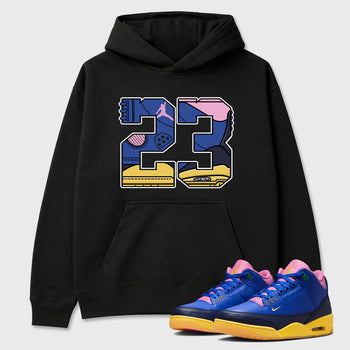 23 Graphic T-Shirt sneaker match tee designed for the Air Jordan 3 Brazil, featuring coordinated color options for a perfect streetwear match. Black 1 shirt.