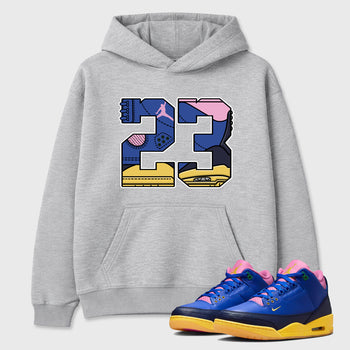 23 Graphic T-Shirt sneaker match tee designed for the Air Jordan 3 Brazil, featuring coordinated color options for a perfect streetwear match. Heather Grey 1 shirt.