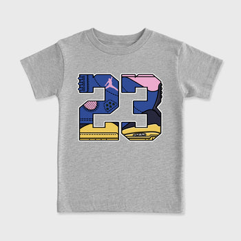 23 affordable baby and kids t-shirt designed to match the Air Jordan 3 Brazil, featuring coordinated Heather Grey 2 options for the perfect little sneakerhead streetwear look.
