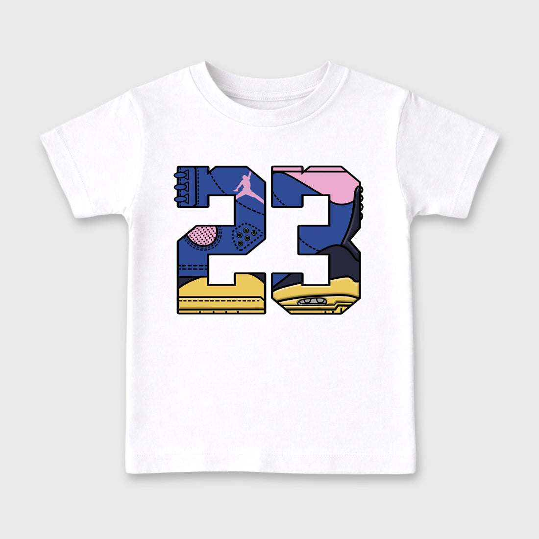 23 affordable baby and kids t-shirt designed to match the Air Jordan 3 Brazil, featuring coordinated White 2 options for the perfect little sneakerhead streetwear look.