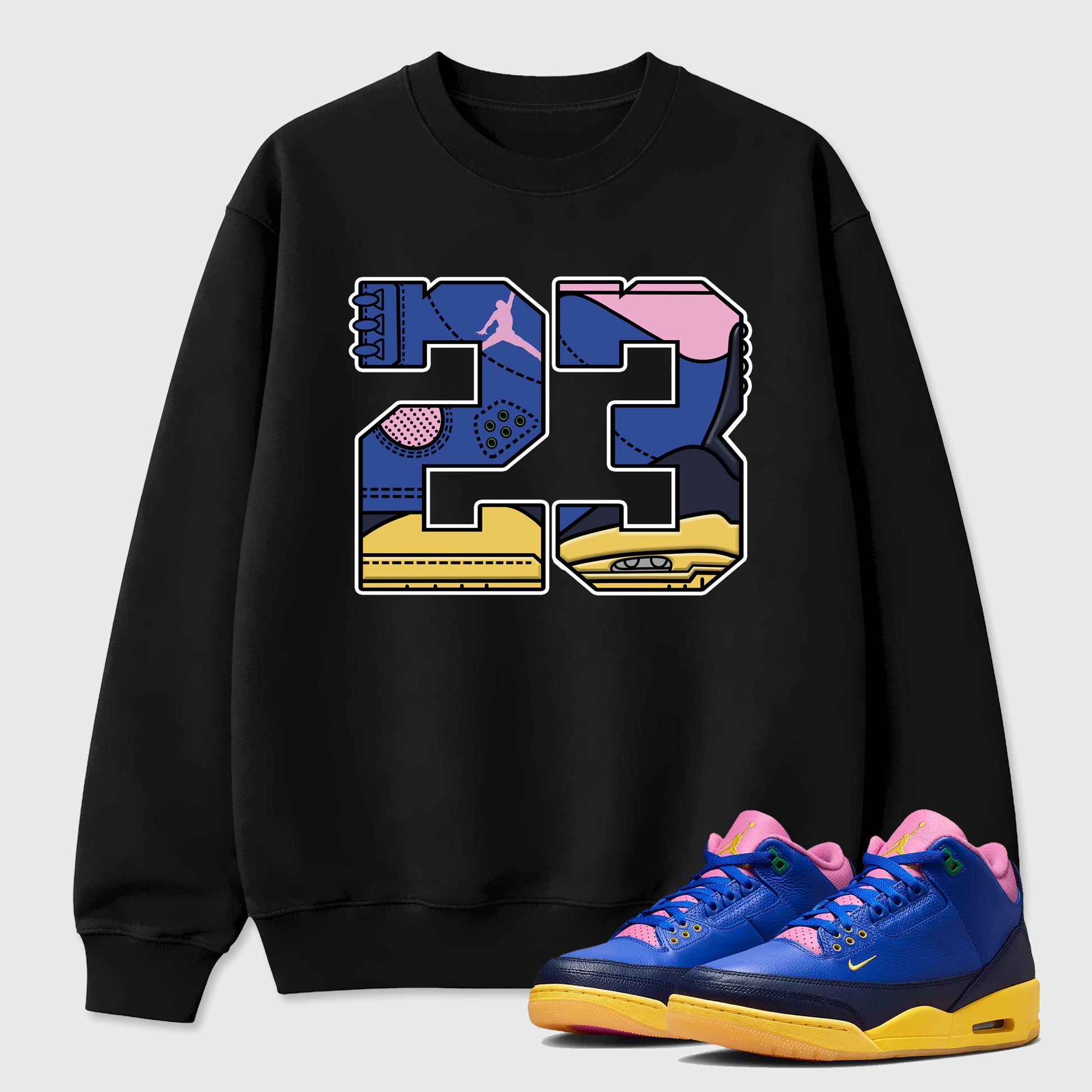 23 Graphic T-Shirt sneaker match tee designed for the Air Jordan 3 Brazil, featuring coordinated color options for a perfect streetwear match. Black 1 shirt.