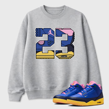 23 Graphic T-Shirt sneaker match tee designed for the Air Jordan 3 Brazil, featuring coordinated color options for a perfect streetwear match. Heather Grey 1 shirt.