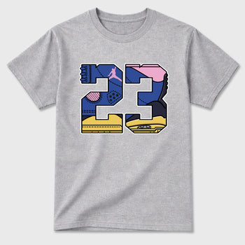 23 Graphic T-Shirt sneaker match tee designed for the Air Jordan 3 Brazil, featuring coordinated color options for a perfect streetwear match. Heather Grey 2 shirt.