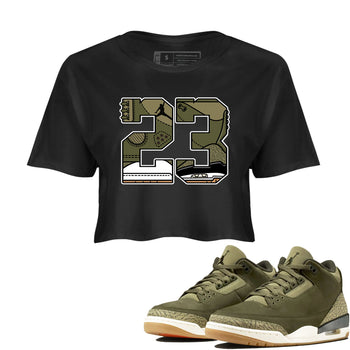 Sneaker Threads – Sneaker Threads To Match Air Jordan 3 Family Affair Shoes – 23 Crop T-Shirt Black 1