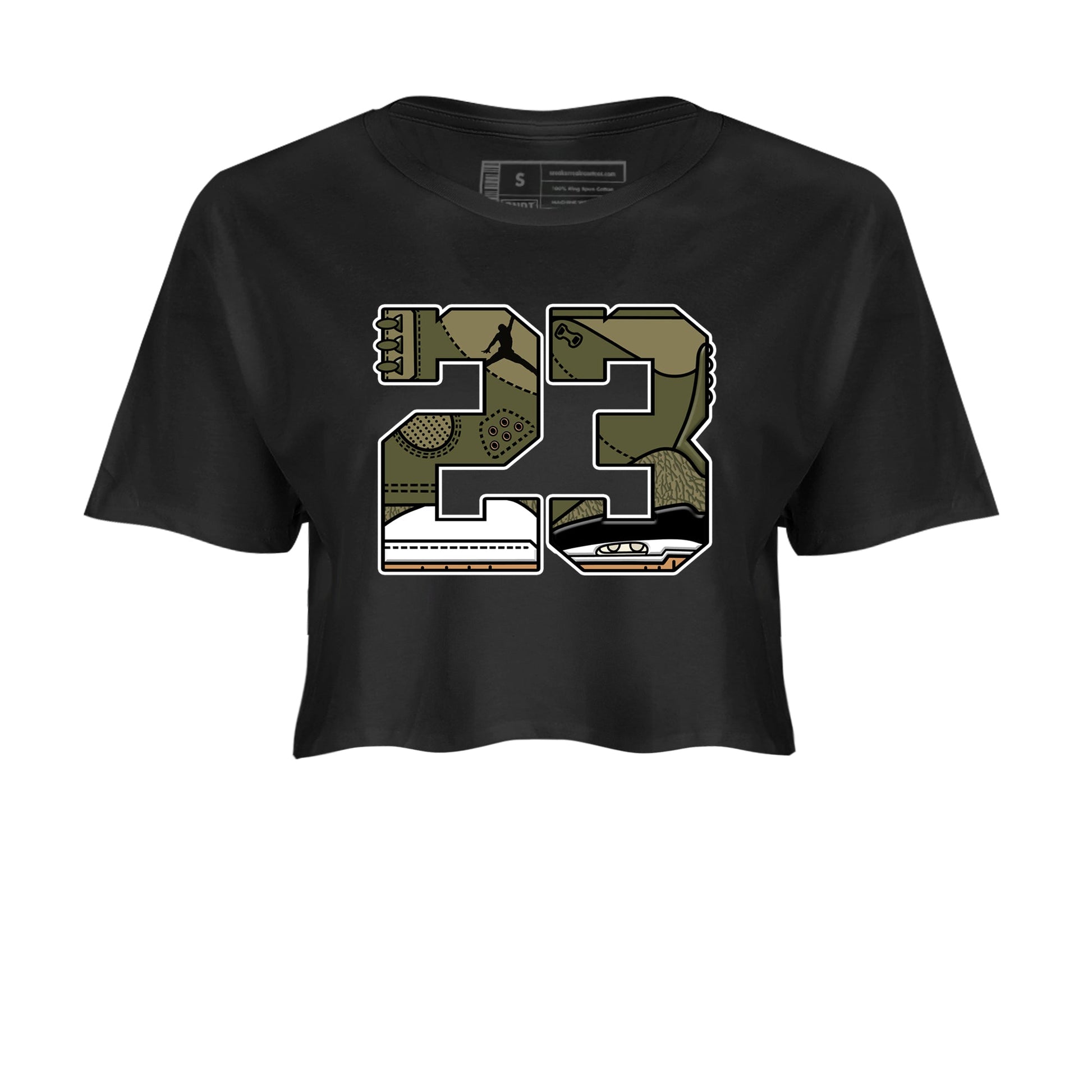 Sneaker Threads – Sneaker Threads To Match Air Jordan 3 Family Affair Shoes – 23 Crop T-Shirt Black 2
