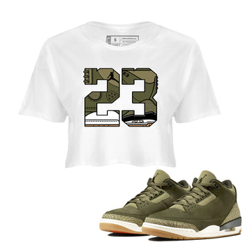 Sneaker Threads – Sneaker Threads To Match Air Jordan 3 Family Affair Shoes – 23 Crop T-Shirt White 1