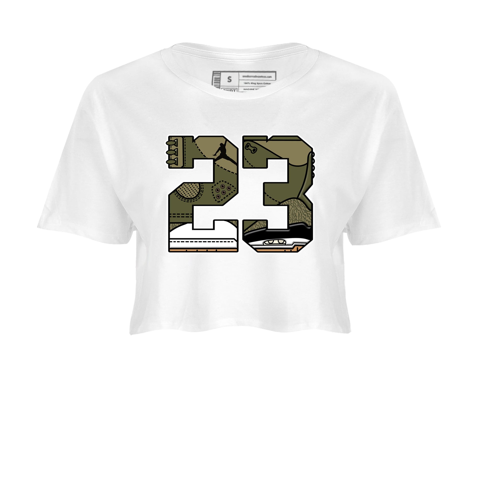 Sneaker Threads – Sneaker Threads To Match Air Jordan 3 Family Affair Shoes – 23 Crop T-Shirt White 2