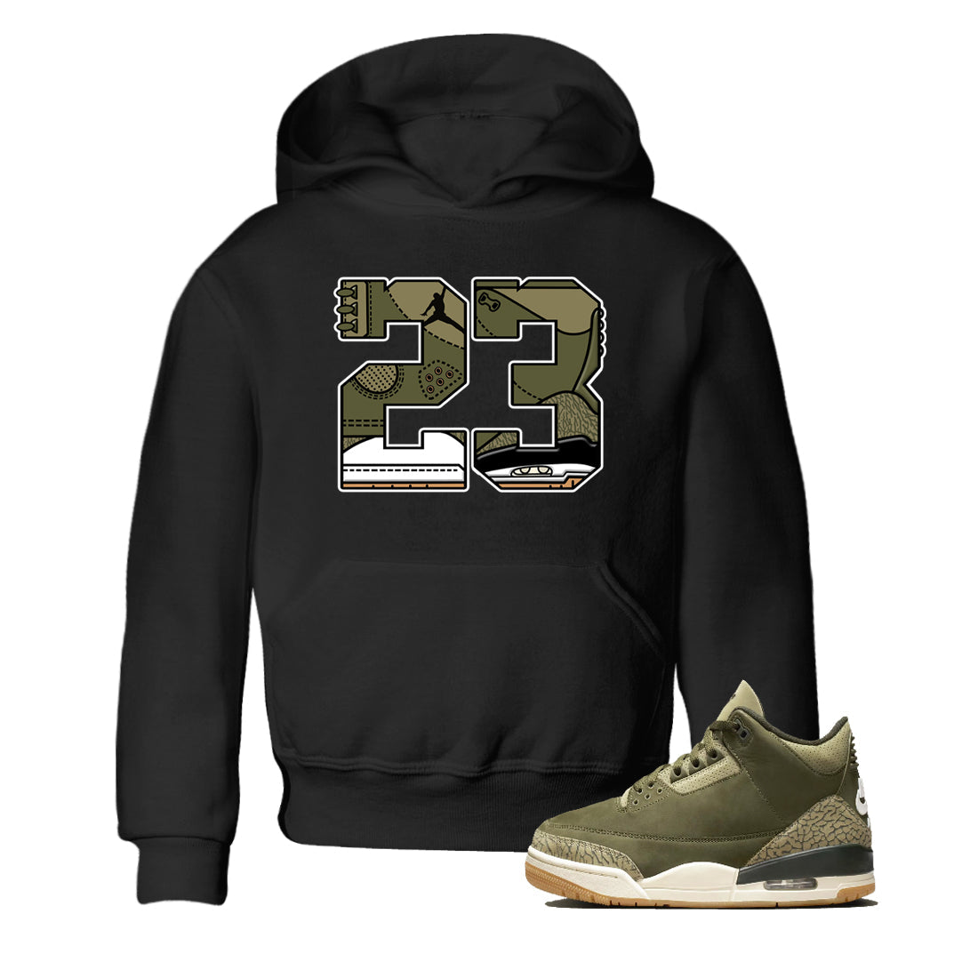 Sneaker Threads – Sneaker Threads To Match Air Jordan 3 Family Affair Shoes – 23 Kids T-Shirt Black 1
