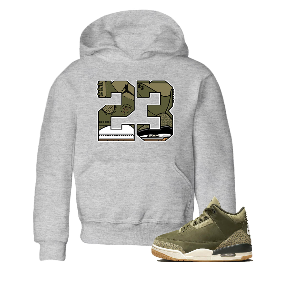 Sneaker Threads – Sneaker Threads To Match Air Jordan 3 Family Affair Shoes – 23 Kids T-Shirt Heather Grey 1
