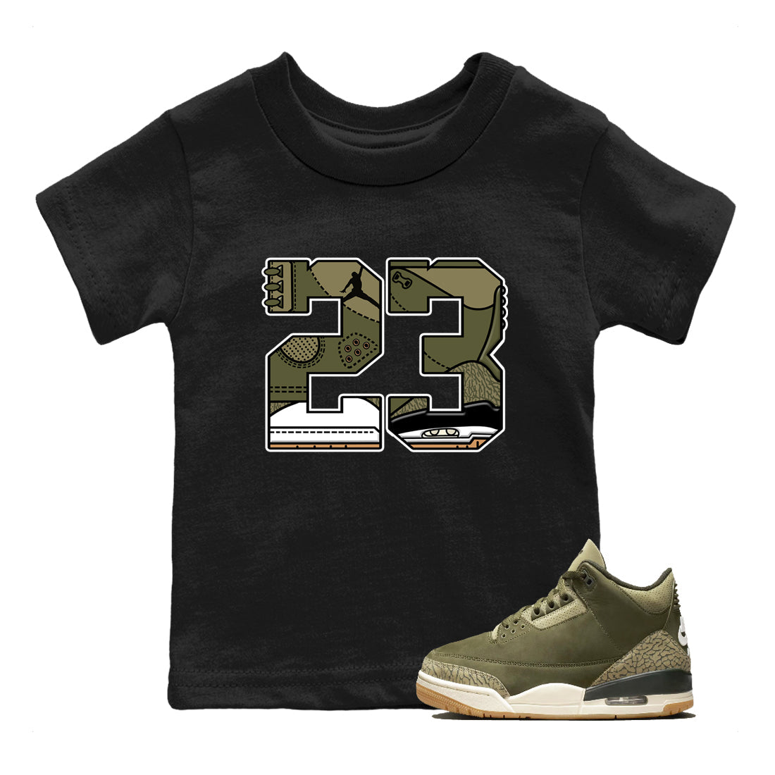Sneaker Threads – Sneaker Threads To Match Air Jordan 3 Family Affair Shoes – 23 Kids T-Shirt Black 1