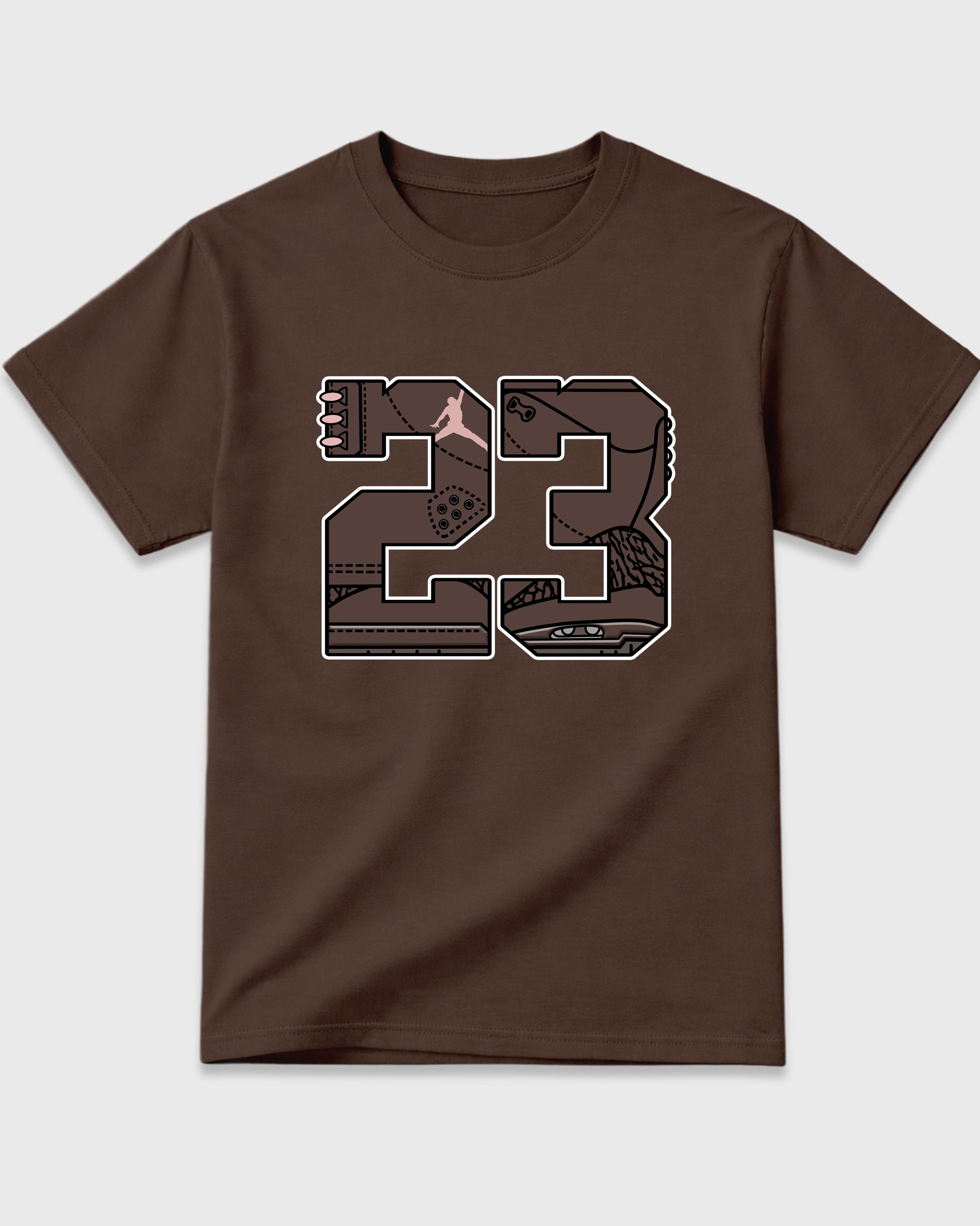 23 Graphic T-Shirt featuring original streetwear artwork designed to match the Air Jordan 3 Fireside. Dark Chocolate 2 Graphic T-Shirt.