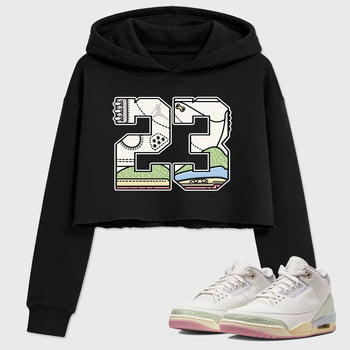 Sneaker match tees – Sneaker Tees To Match Air Jordan 3 Jade Aura Shoes – 23 Crop T-Shirt Black 1