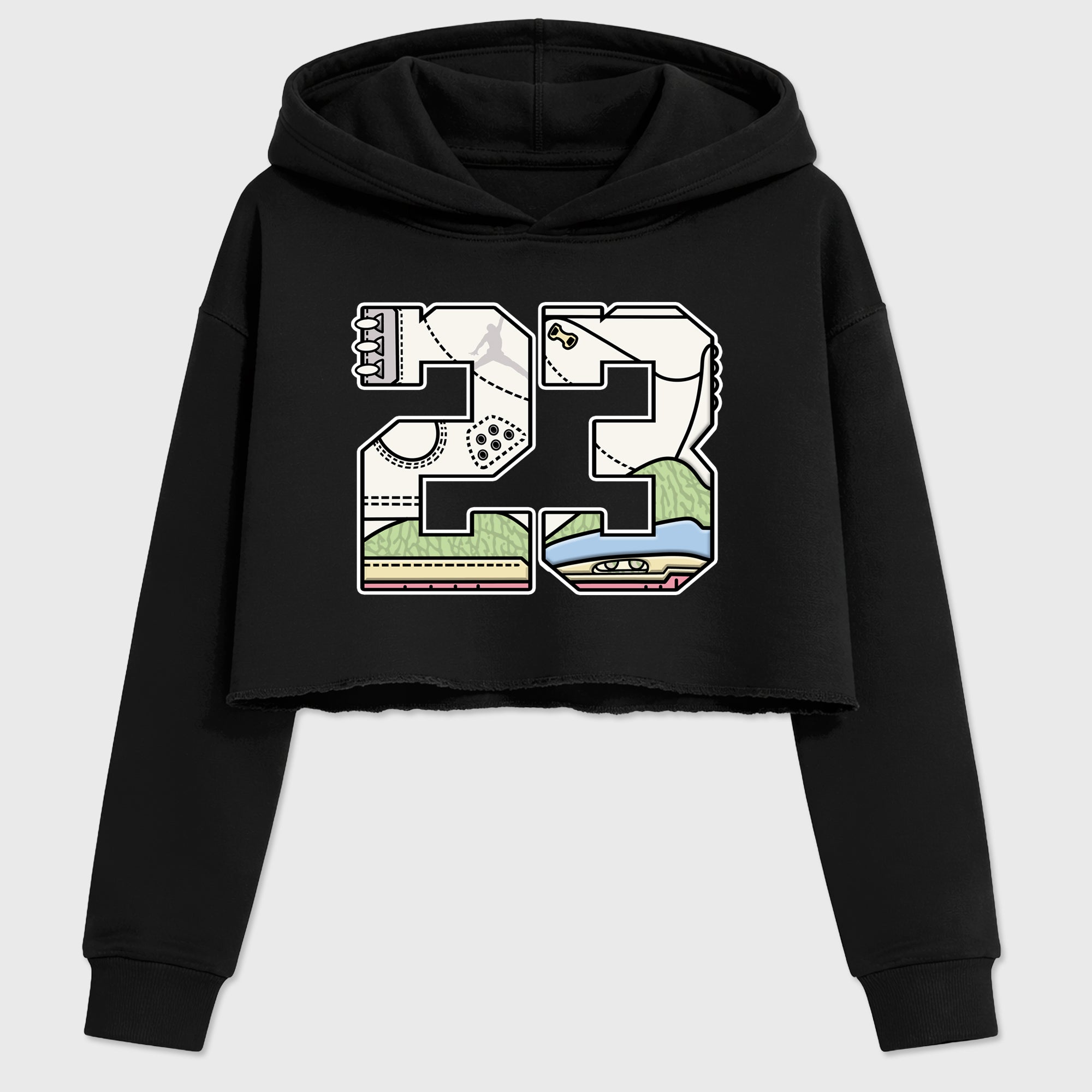 Sneaker match tees – Sneaker Tees To Match Air Jordan 3 Jade Aura Shoes – 23 Crop T-Shirt Black 2