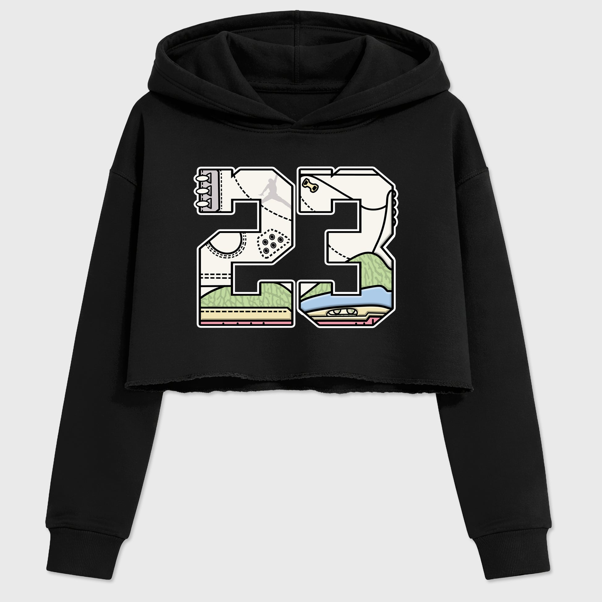 Sneaker match tees – Sneaker Tees To Match Air Jordan 3 Jade Aura Shoes – 23 Crop T-Shirt Black 2