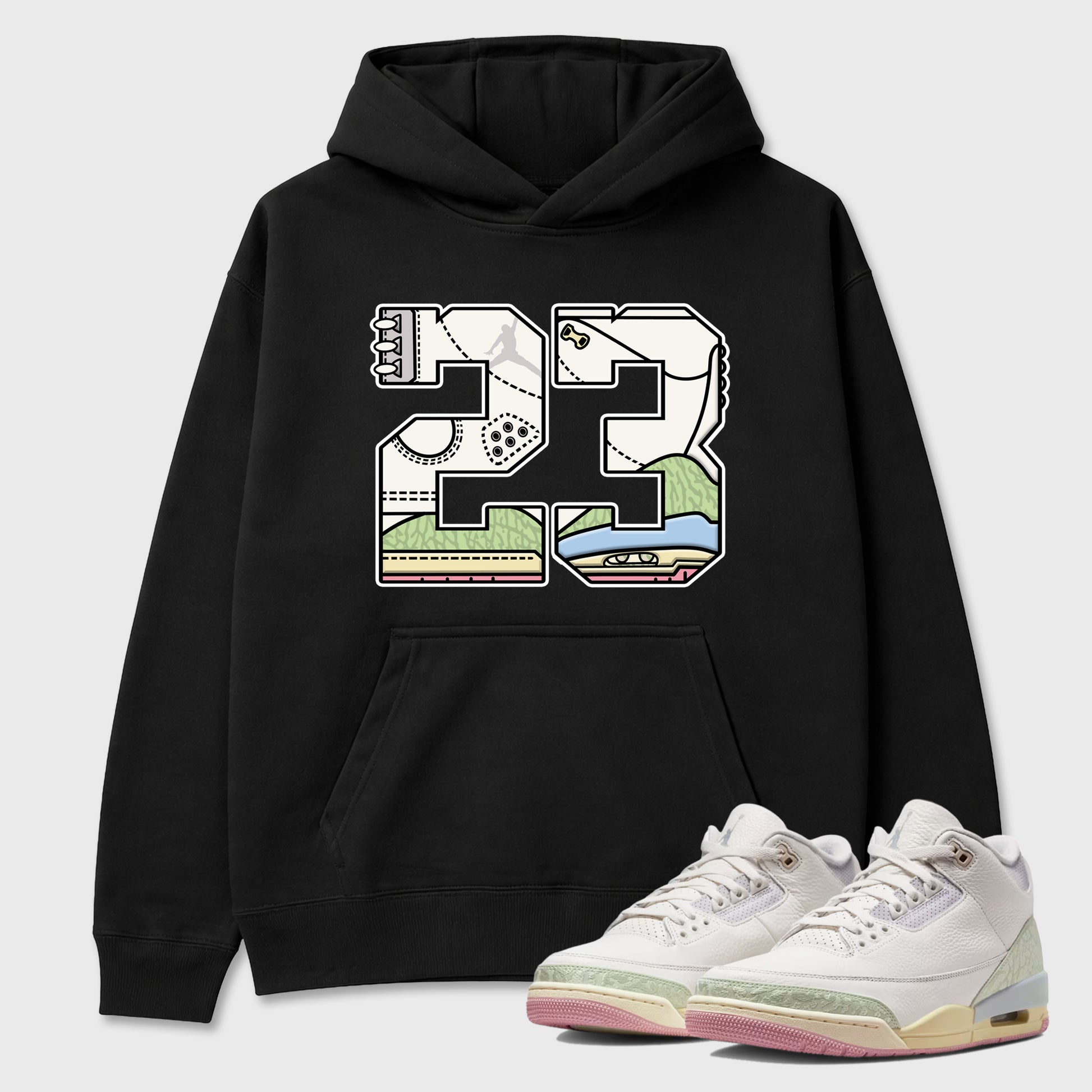 Sneaker match tees – Sneaker Tees To Match Air Jordan 3 Jade Aura Shoes – 23 Tee Black 1