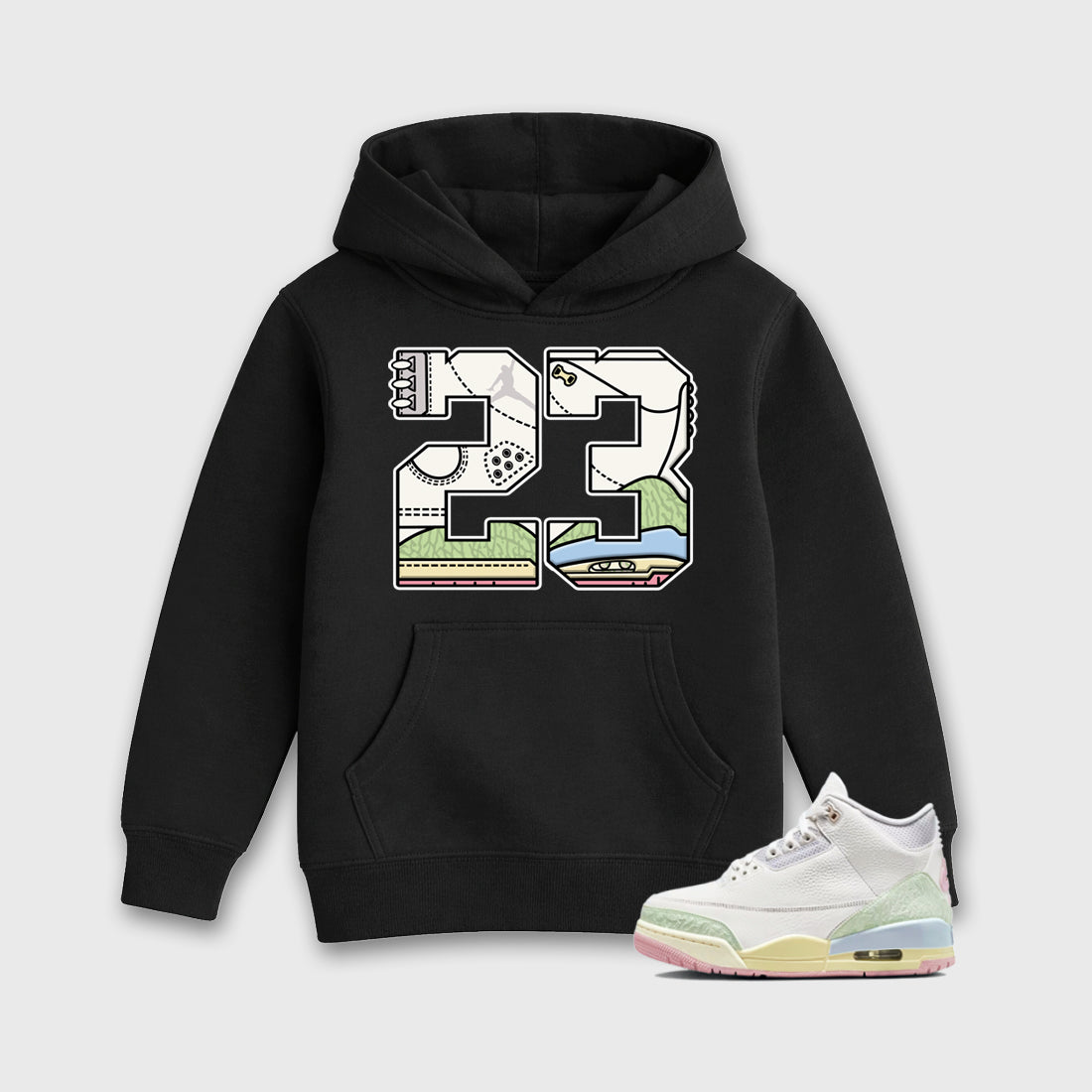 Sneaker match tees – Sneaker Tees To Match Air Jordan 3 Jade Aura Shoes – 23 Kids T-Shirt Black 1