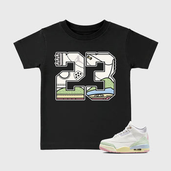 Sneaker match tees – Sneaker Tees To Match Air Jordan 3 Jade Aura Shoes – 23 Kids T-Shirt Black 1
