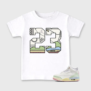 Sneaker match tees – Sneaker Tees To Match Air Jordan 3 Jade Aura Shoes – 23 Kids T-Shirt White 1