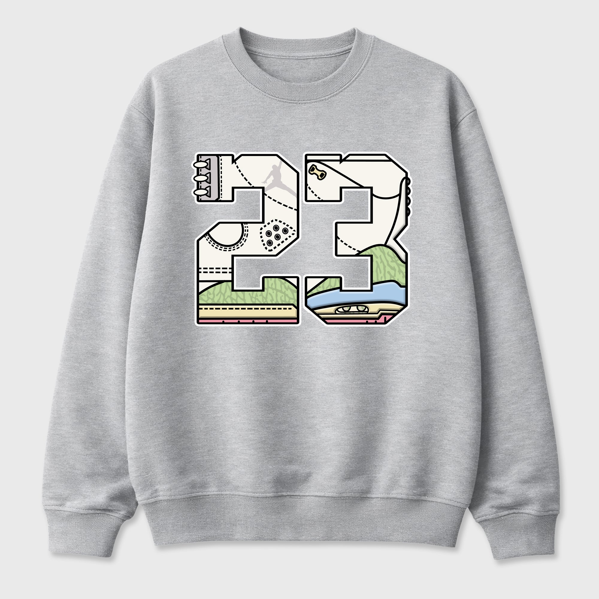 Sneaker match tees – Sneaker Tees To Match Air Jordan 3 Jade Aura Shoes – 23 Tee Heather Grey 2
