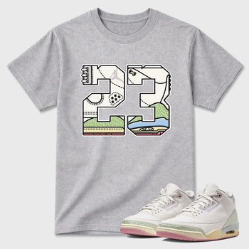 Sneaker match tees – Sneaker Tees To Match Air Jordan 3 Jade Aura Shoes – 23 Tee Heather Grey 1