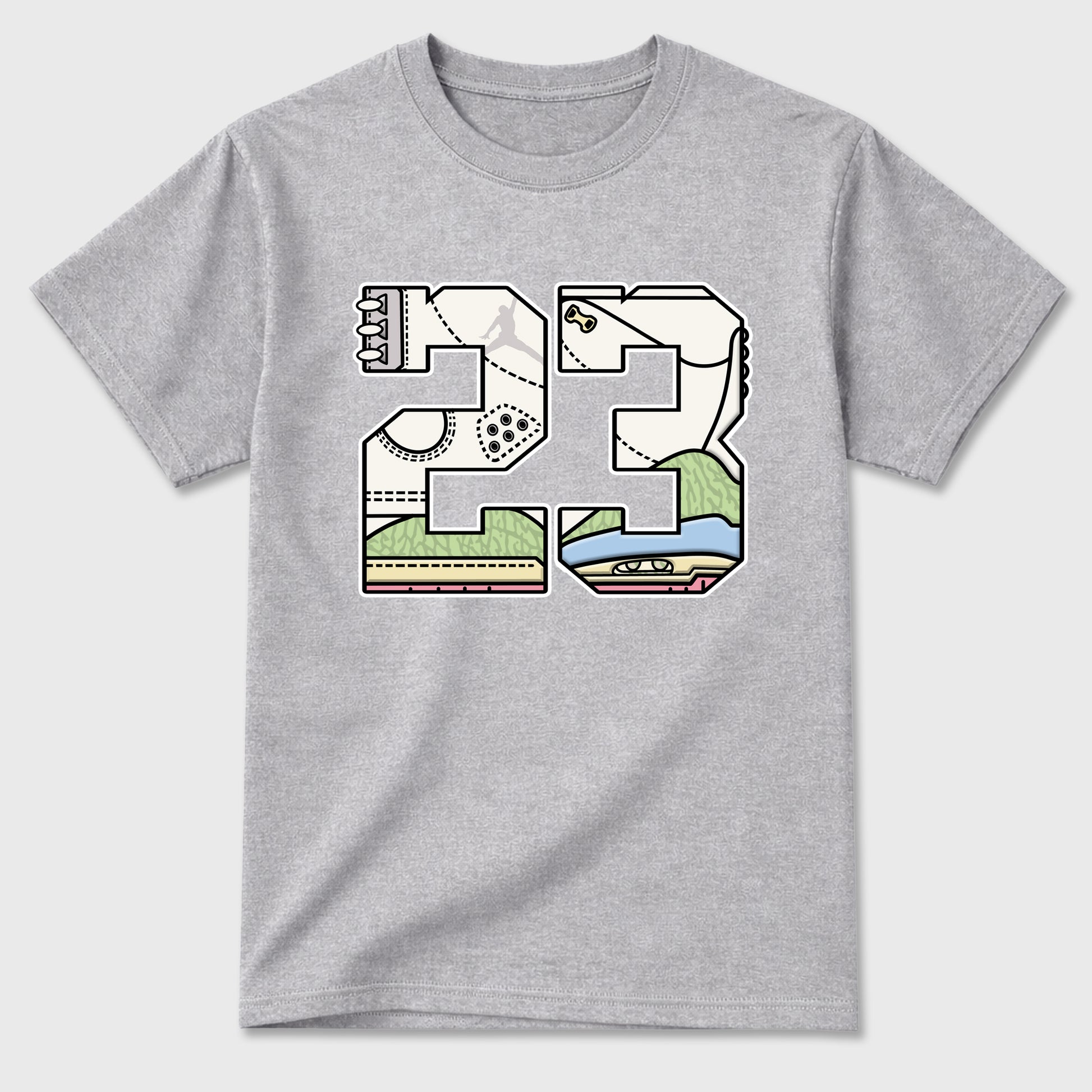 Sneaker match tees – Sneaker Tees To Match Air Jordan 3 Jade Aura Shoes – 23 Tee Heather Grey 2