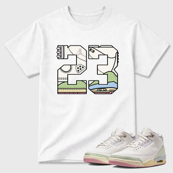 Sneaker match tees – Sneaker Tees To Match Air Jordan 3 Jade Aura Shoes – 23 Tee White 1