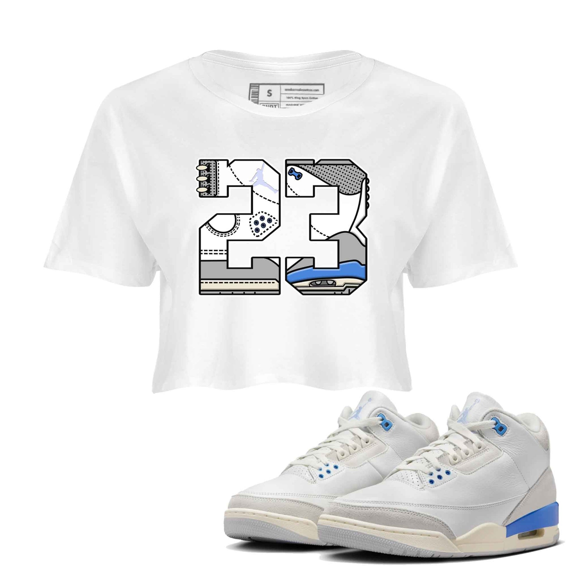 3s Lucky Shorts shirts to match jordans 23 best t shirts to wear with jordans Air Jordan 3 Lucky Shorts match shoes to clothes SNRT Sneaker Tees unisex cotton White 1 crop tee