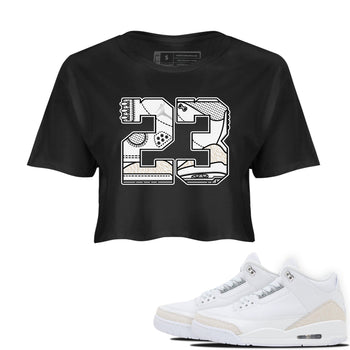 23 womens crop tee made to vibe with the Air Jordan 3 Pure Money sneakers — the perfect match in Black 1.