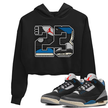 23 womens crop tee made to vibe with the Air Jordan 3 Rare Air sneakers — the perfect match in Black 1.
