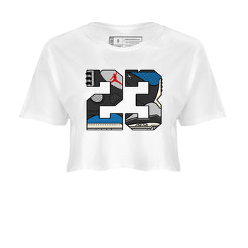 23 womens crop tee made to vibe with the Air Jordan 3 Rare Air sneakers — the perfect match in White 2.