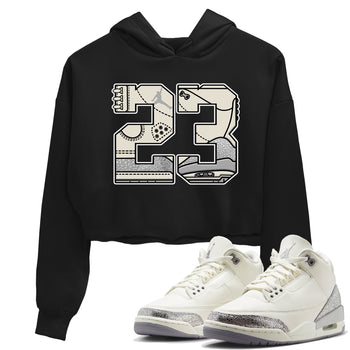 3s Sail and Cement Grey shirts to match jordans 23 sneaker match tees Air Jordan 3 Retro Sail and Cement Grey match shoes to clothes SNRT Sneaker Tees unisex cotton Black 1 crop tee